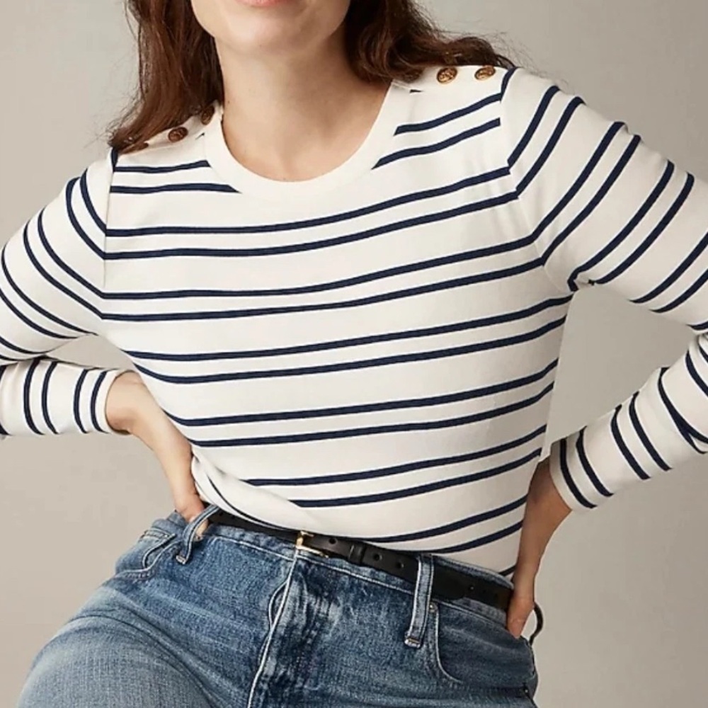 J Crew perfect fit striped crewneck, large